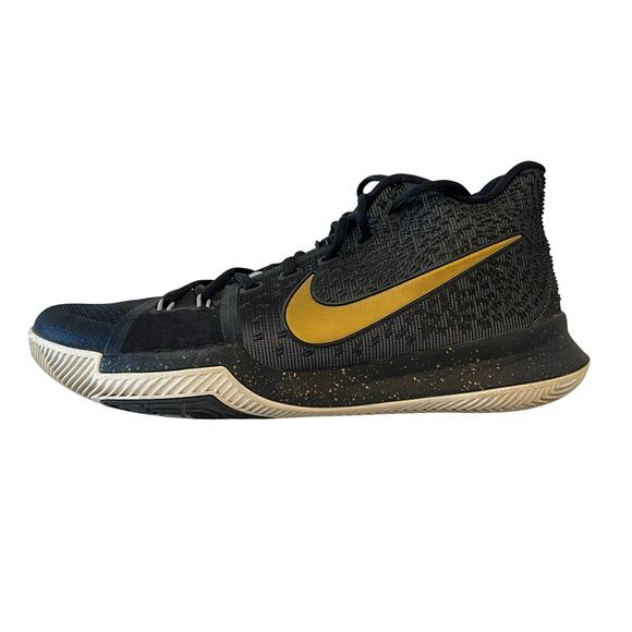 Nike Kyrie 3 Ice Basketball Shoes Mens Size 10 Black Gold - Picture 2 of 13